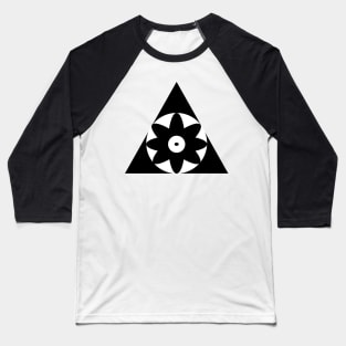 Black and white flower within Triangle Baseball T-Shirt